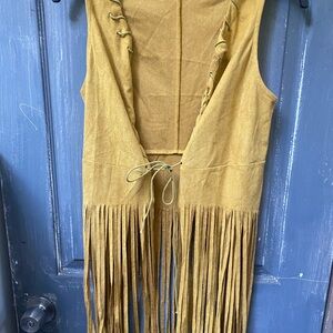 Fringed Mustard Yellow Vest